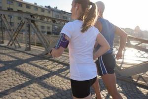 Couple jogging outside photo