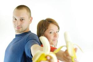 happy couple with bananas photo