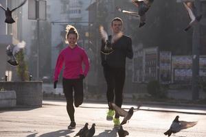 young  couple jogging photo