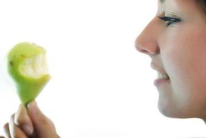 beautiful girl with pear photo