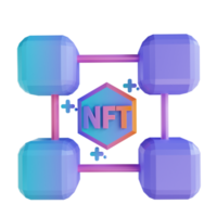 3D illustration blockchain NFT png