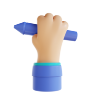 3d illustration hand and pen png