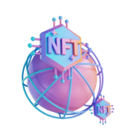 3d illustrazione globale nft png