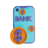 3D illustration coin and m banking png