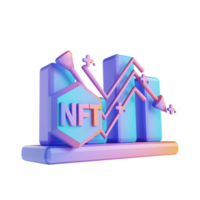 3D illustration NFT cube graph descending png