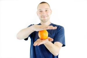 man with orange photo