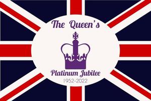 The Queen s Platinum Jubilee celebration. Crown on the British flag background. Vector illustration for social networks, banners, web design.