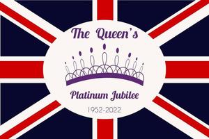 celebración del jubileo de platino de la reina. corona en el fondo de la bandera británica. ilustración vectorial para redes sociales, banners, diseño web.