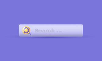 diseño 3d del navegador de navegación del sitio web de la plantilla de la barra de búsqueda púrpura realista única aislada en vector
