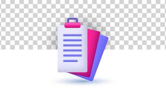 unique realistic cartoon colorful clipboard text office 3d design isolated on vector