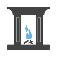 chimenea glifo icono azul y negro vector