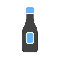 Champagne in Bottle Glyph Blue and Black Icon vector