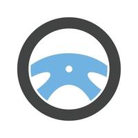 Steering Wheel Glyph Blue and Black Icon vector