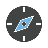 Compass Pointing East Glyph Blue and Black Icon vector