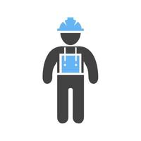 Construction Worker II Glyph Blue and Black Icon vector