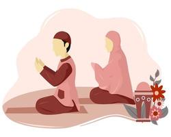 Muslim Couple Praying Together vector