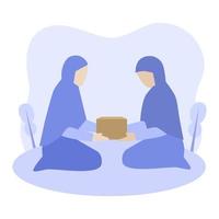 Muslim Woman Give Donation. Social Charity Illustration vector