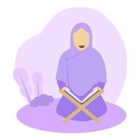 Illustration of Muslim Woman Reading Quran vector