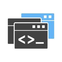 Programming Windows Glyph Blue and Black Icon vector