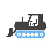 Bulldozer Glyph Blue and Black Icon vector