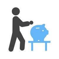 Man Saving Money Glyph Blue and Black Icon vector