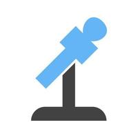 Mic on Stand Glyph Blue and Black Icon vector