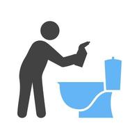 hombre limpieza baño glifo icono azul y negro vector