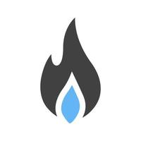 Fire Glyph Blue and Black Icon vector