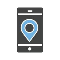 Locate on Mobile Glyph Blue and Black Icon vector