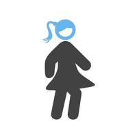 niña caminando glifo icono azul y negro vector
