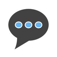 Message Bubble with dots Glyph Blue and Black Icon vector