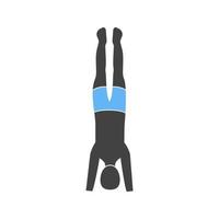 apoyo headstand glifo icono azul y negro vector