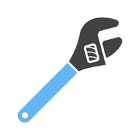 Monkey Wrench Glyph Blue and Black Icon vector