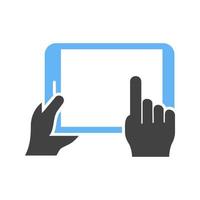 Using Tablet Glyph Blue and Black Icon vector