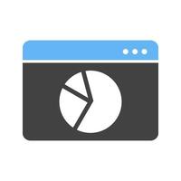 Webpage Statistics Glyph Blue and Black Icon vector