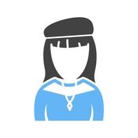 Painter Girl Glyph Blue and Black Icon vector