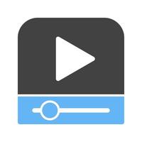 Video Player Glyph Blue and Black Icon vector