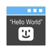 Hello World Program Glyph Blue and Black Icon vector