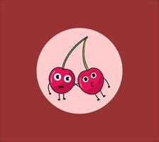 Funny Cherry Expressions Cute with Background vector