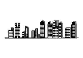 Black and White Building Skyscrapers Illustrations Layered vector