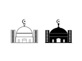 Two Objects Black and White Mosque Illustrations vector