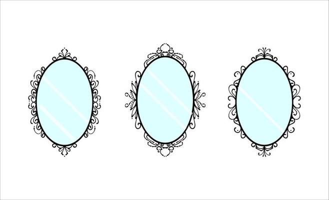 Three Mirror Oval Ornament Illustrations