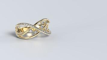 beautiful female ring color gem stone rose or yellow or white gold or platinum 3d render photo