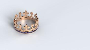 hermosa corona rey color fondo papel pintado oro gema 3d render foto