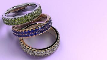 beautiful men female band silver or gold or paltinum colour stones 3d render photo