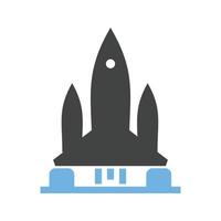 Rocket II Glyph Blue and Black Icon vector