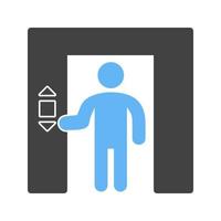 Using Elevator Glyph Blue and Black Icon vector