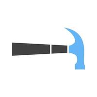 Hammer Glyph Blue and Black Icon vector