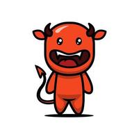 Cute kid with devil halloween mascot costume vector