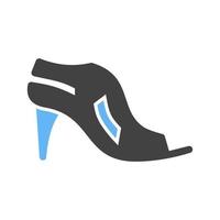sandalias elegantes glifo icono azul y negro vector